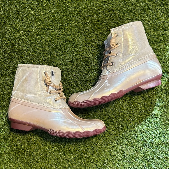 Sperry Top Sider Girls Saltwater Pink Duck Boots size 4Y - Picture 4 of 8